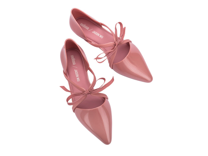 Melissa Jason Wu Pointy Stripe Flat Ballerinas for Women - Stylish and Comfortable Designer Flats with a Sophisticated Pointed Toe and Striped Pattern.