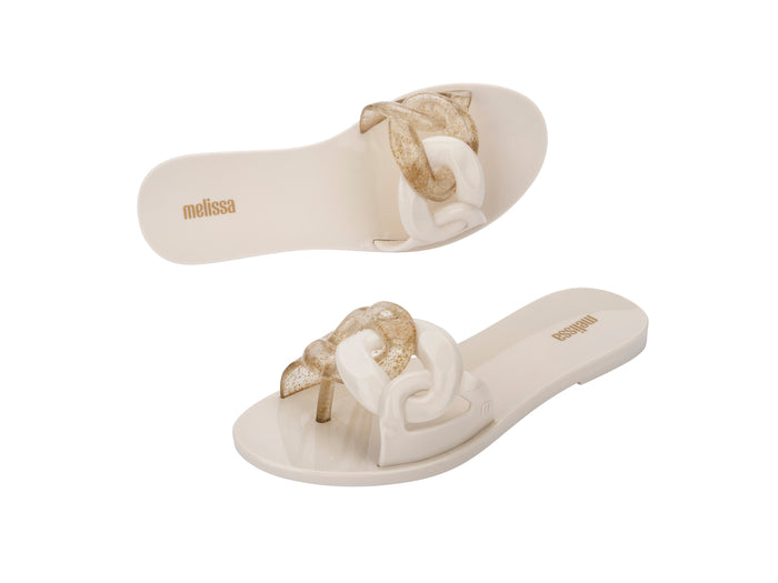 Melissa Jelly Chain AD Flat beige Flipflops for Women - Trendy and Comfortable Casual Footwear