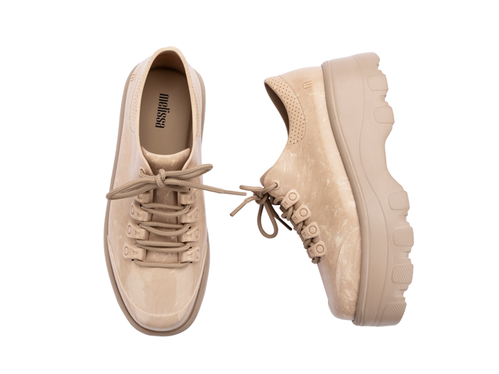 Melissa Kick Off AD Beige Heel Sneakers for Women – Stylish and comfortable beige sneakers with an elevated heel, perfect for casual and sporty outfits.