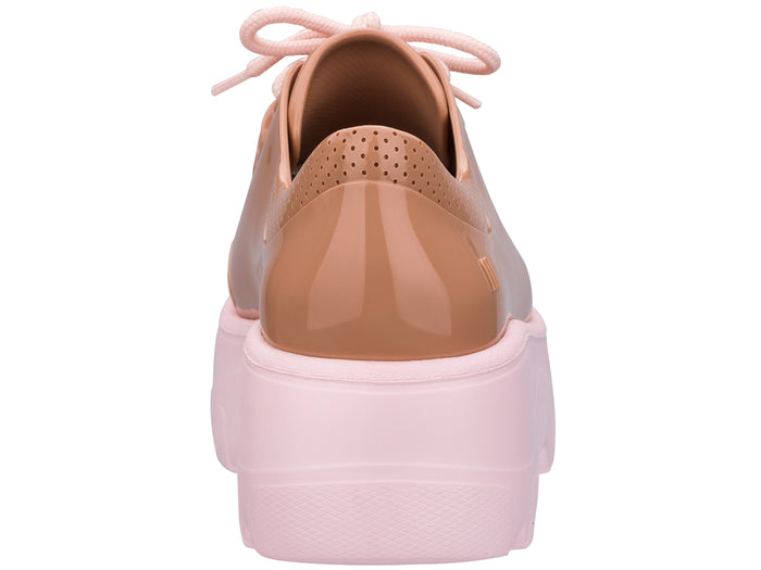 Melissa Kick Off AD Brown Pink Heel Sneakers for Women – Trendy sneakers featuring a brown and pink design with a stylish elevated heel, perfect for casual and sporty looks.