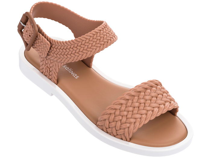 Melissa Mar Salinas braided flat brown sandal for women featuring woven straps and comfortable insole, ideal for casual summer wear