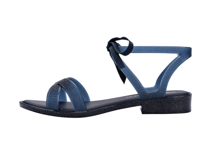 Melissa Ophelia Low X Jason Wu AD Strappy Blue Sandal for Women – Stylish and elegant low-heel sandal featuring strappy design, perfect for casual and formal occasions.