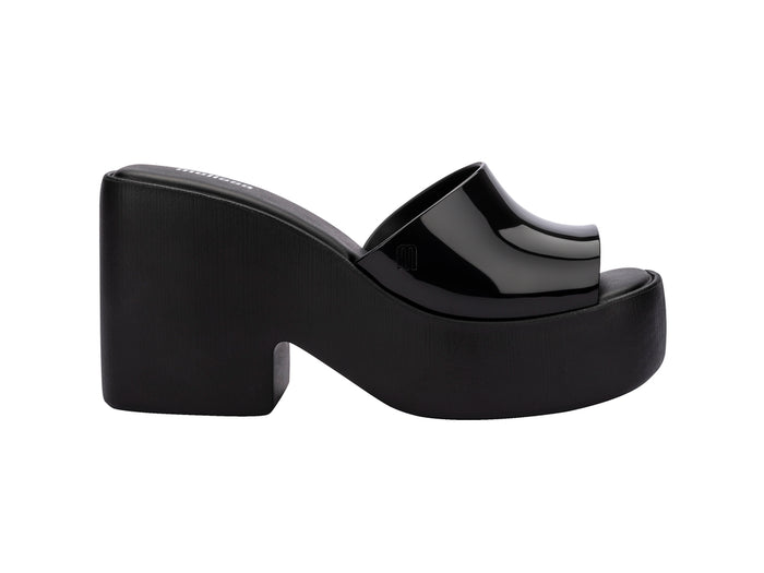 Melissa Posh Black Platform Heel Slide for Women – Stylish Elevated Slide Sandals with Comfortable Platform Heel