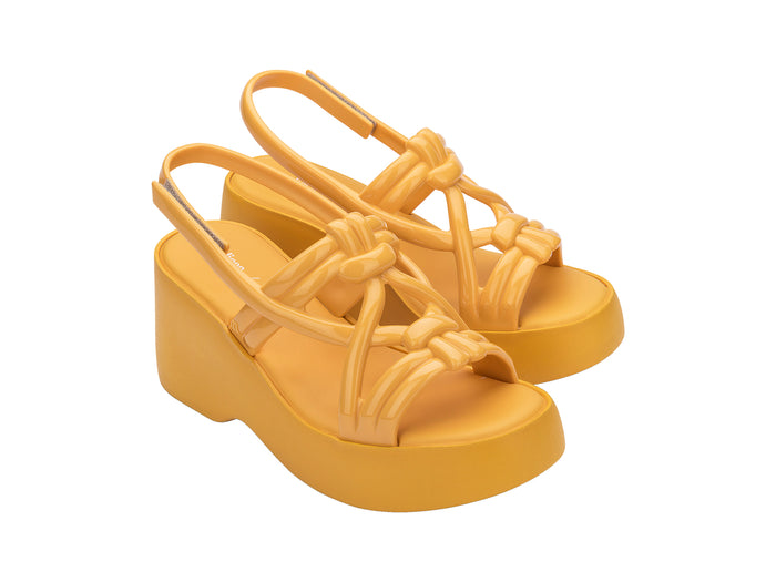 Melissa Sand Salinas Strappy Platform Heel Yellow Sandal for Women – Stylish and comfortable platform sandals with a chic strappy design, perfect for casual and dressy occasions.