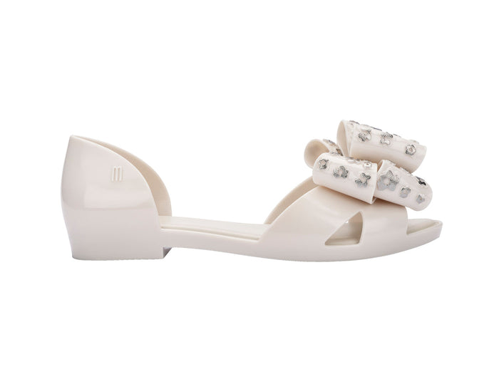 Melissa Seduction VI Flat Beige Slip-On for Women with Oversized Bow – Elegant and Comfortable Rain-Friendly Footwear