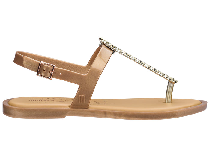 MelIssa Slim Sandal II Flat Gold T Strap Sandal for Women
