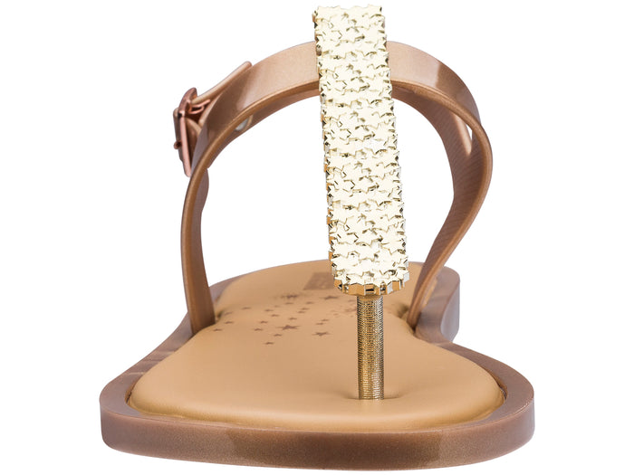 MelIssa Slim Sandal II Flat Gold T Strap Sandal for Women