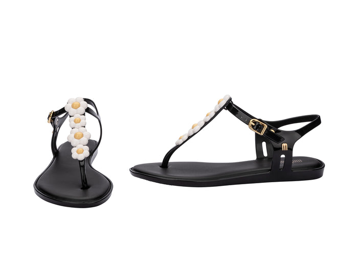 Melissa Solar Spring AD Black Flat Flipflop Sandal For Women