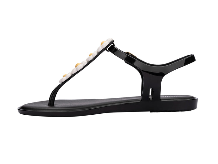 Melissa Solar Spring AD Black Flat Flipflop Sandal For Women