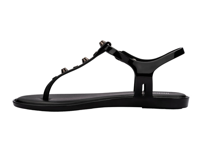 Melissa Solar Studs AD black flip flop flat sandals for women with stylish studded detailing and comfortable footbed.