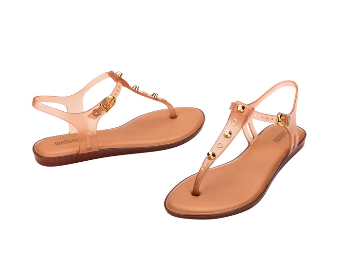 Melissa Solar Studs beige flip flop flat sandals for women with stylish stud detailing and comfortable everyday wear