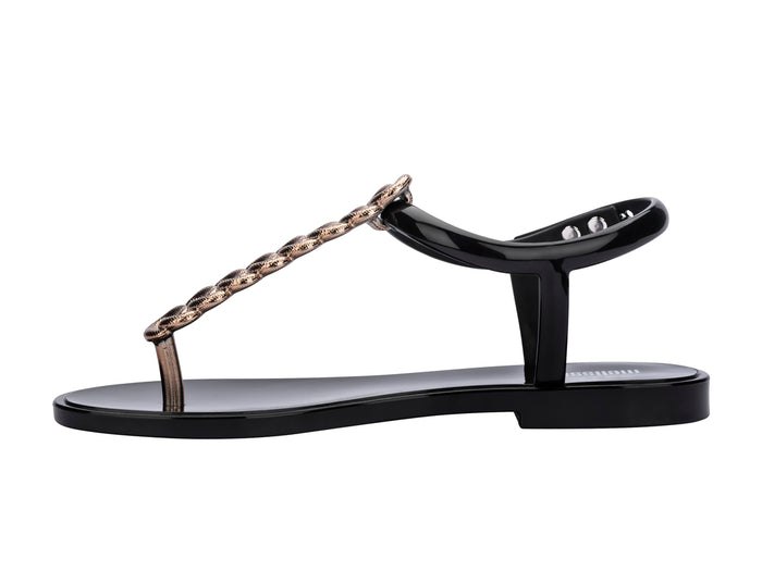 Melissa Strass AD Black Flat Flipflops Sandal For Women