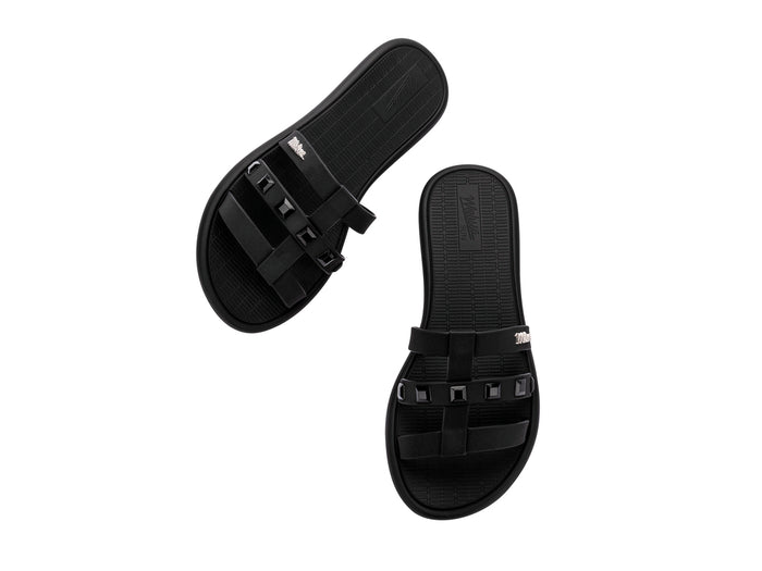 black flat slides Melissa