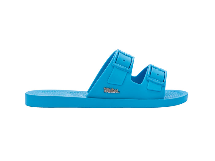 Melissa Sun Oportunidade Birken buckle strap blue slides – stylish women’s casual slip-on sandals for summer and daily comfort