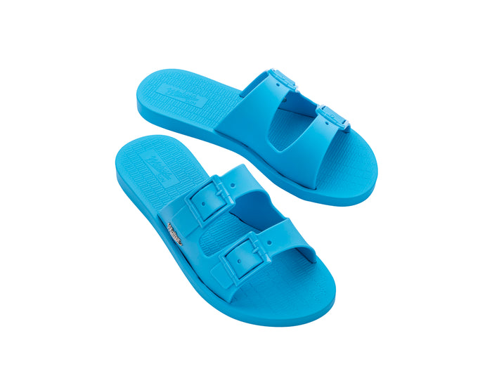 Melissa Sun Oportunidade Birken buckle strap blue slides – stylish women’s casual slip-on sandals for summer and daily comfort