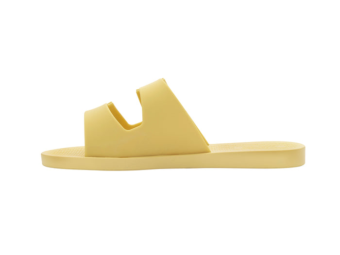 Melissa Sun Oportunidade Birken buckle strap yellow slides – trendy women’s slip-on sandals for summer, travel, and everyday comfort