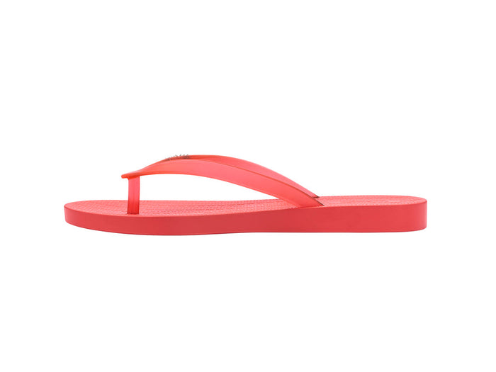 Melissa Sun red flip flop slippers for women – stylish and lightweight vegan sandals made with Melflex, perfect for casual daily wear and summer comfort.