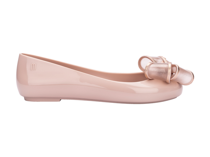Melissa Sweet Love VI AD Pink Metallic Ballerinas for Women – chic pink flats with metallic bow detail, stylish and comfortable ballerina shoes for casual and party wear