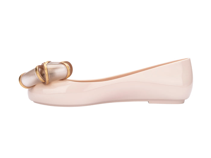 Melissa Sweet Love VI Beige Gold Ballerinas for Women – elegant beige ballerina flats with gold bow detail, comfortable and stylish footwear for daily and party wear