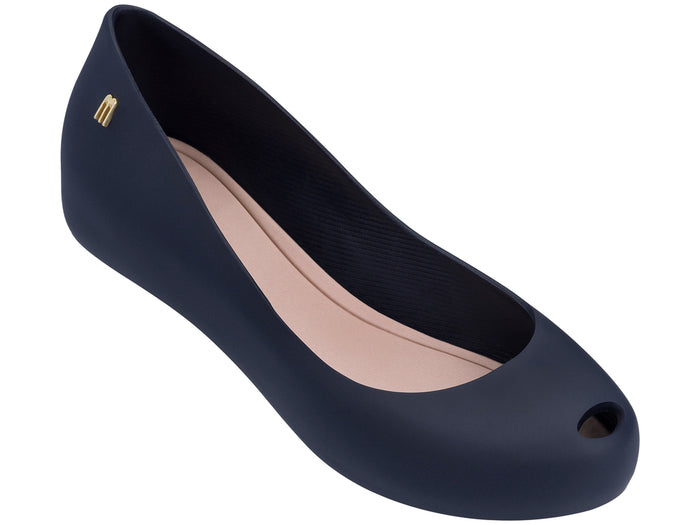 Melissa Ultragirl Basic Solid Blue Peep Toe Ballerinas for Women - Stylish and Comfortable Peep Toe Flats with Solid Blue Color