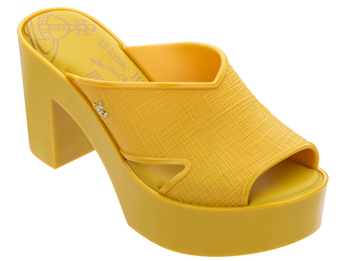 Melissa VWA Yellow Mule II Block Heel Slide for Women â€“ Trendy and stylish yellow block heel mules with a slip-on design, perfect for casual and dressy occasions.