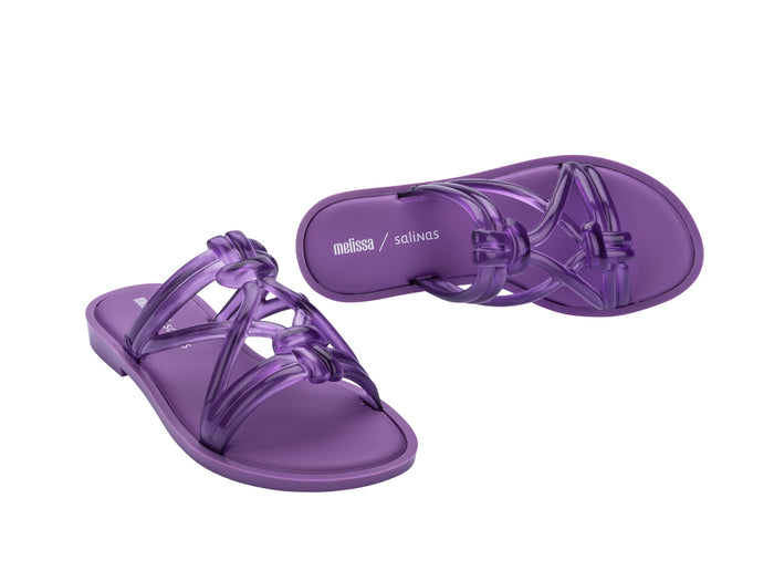 Melissa Wave Sand Salinas strappy lilac slip-on slides for women, featuring a vibrant color and comfortable design, ideal for beachwear and casual summer outings
