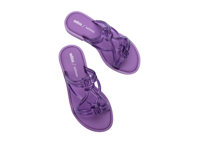 Melissa Wave Sand Salinas strappy lilac slip-on slides for women, featuring a vibrant color and comfortable design, ideal for beachwear and casual summer outings