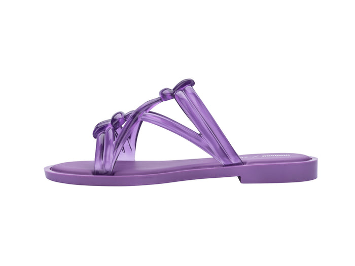 Melissa Wave Sand Salinas strappy lilac slip-on slides for women, featuring a vibrant color and comfortable design, ideal for beachwear and casual summer outings