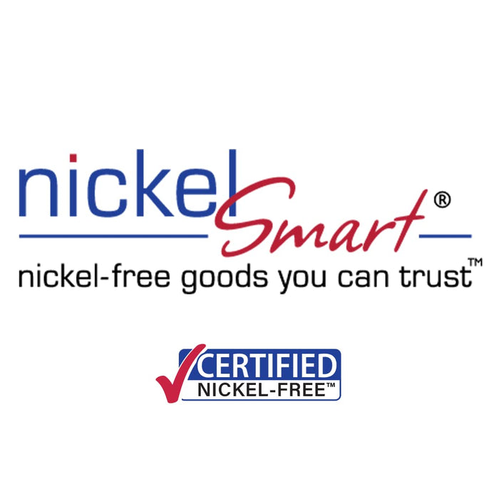 Nickel Smart logo. Nickel-free goods you can trust. Certified Nickel Free.