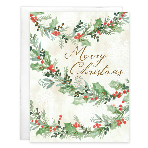 GINA B DESIGNS Clear Pack of 10 Box/Pack Christmas Card - Christmas Garland
