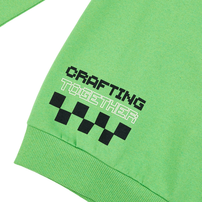 Minecraft Creeper Jumper - Youth Boy Green Quarter Zip Sweatshirt