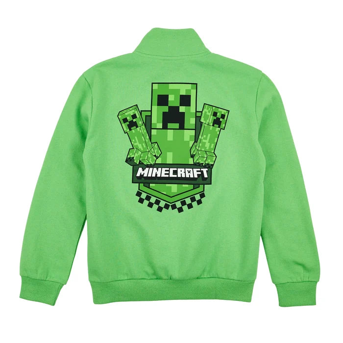 Minecraft Creeper Jumper - Youth Boy Green Quarter Zip Sweatshirt
