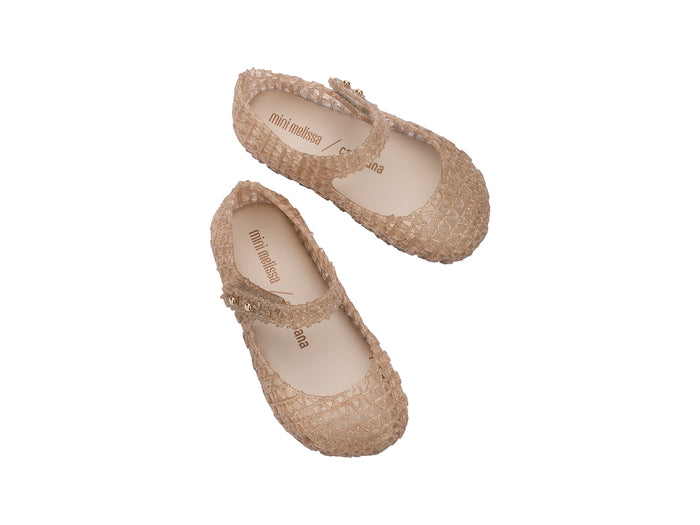 Mini Melissa Campana Papel stylish beige sandal for babies – comfy toddler footwear with woven design