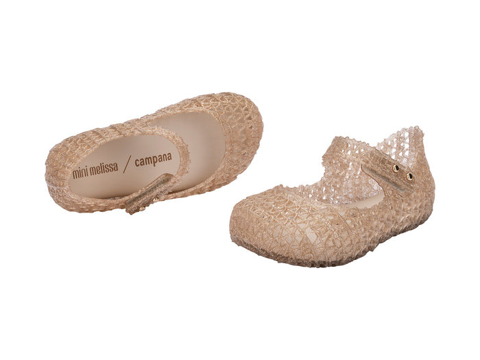 Mini Melissa Campana Papel stylish beige sandal for babies – comfy toddler footwear with woven design