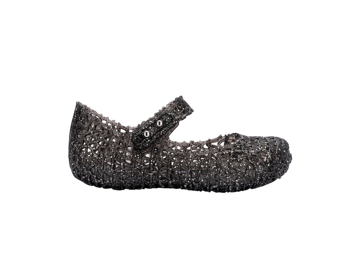 Mini Melissa Campana Papel StylIsh Glitter Black Ballerinas For Baby