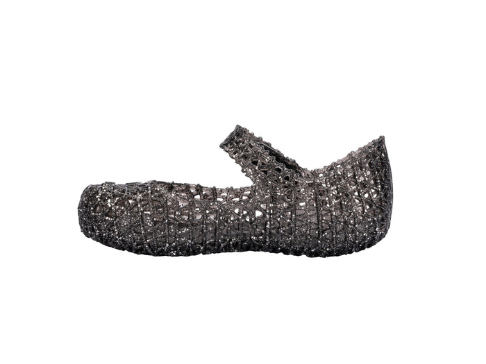 Mini Melissa Campana Papel StylIsh Glitter Black Ballerinas For Baby