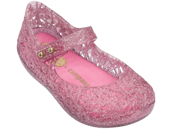 Mini Melissa Campana Zig Zag Flat Pink Ballerinas for Babies â€“ soft, lightweight, and comfortable baby girl shoes with a stylish zig-zag design.