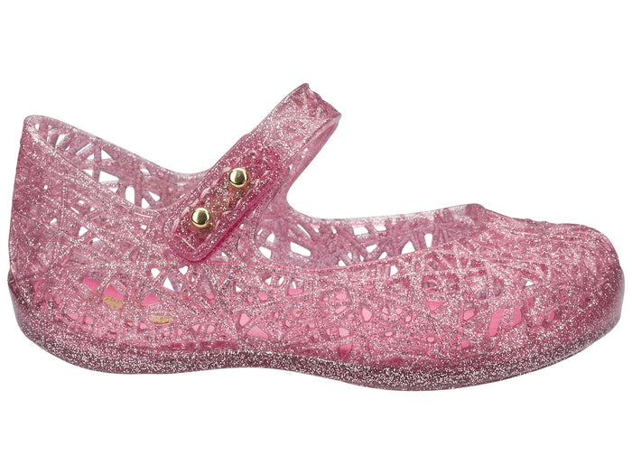 Mini Melissa Campana Zig Zag Flat Pink Ballerinas for Babies â€“ soft, lightweight, and comfortable baby girl shoes with a stylish zig-zag design.