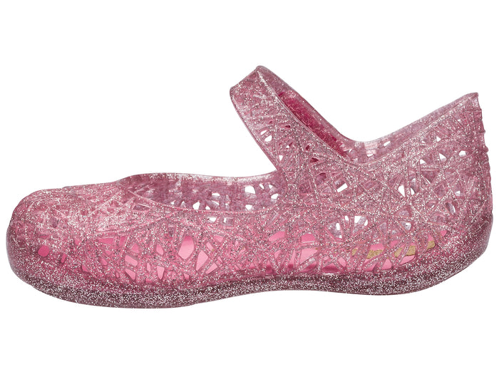 Mini Melissa Campana Zig Zag Flat Pink Ballerinas for Babies â€“ soft, lightweight, and comfortable baby girl shoes with a stylish zig-zag design.