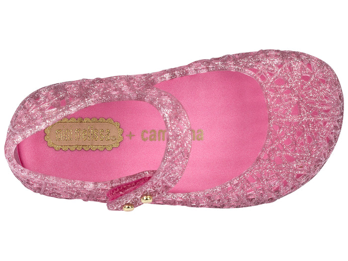 Mini Melissa Campana Zig Zag Flat Pink Ballerinas for Babies â€“ soft, lightweight, and comfortable baby girl shoes with a stylish zig-zag design.