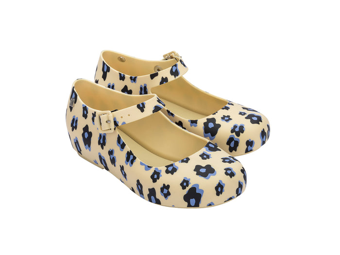 Mini Melissa Dora II floral print round toe yellow ballerinas for girls – stylish, comfortable kids’ shoes with playful design for casual and party wear