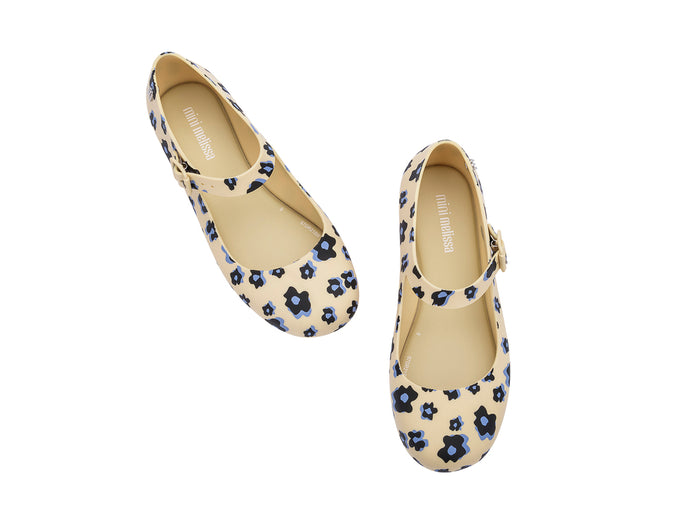 Mini Melissa Dora II floral print round toe yellow ballerinas for girls – stylish, comfortable kids’ shoes with playful design for casual and party wear