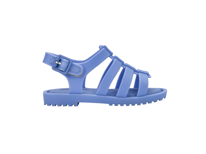 Mini Melissa Flox Flat Unisex Blue Sandal for Babies – Soft, flexible, and stylish strappy sandals designed for baby boys and girls, perfect for everyday comfort and outdoor wear.