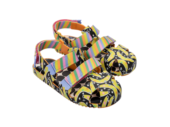 Mini Melissa IOIO Fabula Velcro Sandals for Kids in Orange, Yellow, and Black – Waterproof, Anti-Slip, and Comfortable Footwear for Summer & Rainy Days