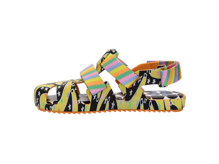 Mini Melissa IOIO Fabula Velcro Sandals for Kids in Orange, Yellow, and Black – Waterproof, Anti-Slip, and Comfortable Footwear for Summer & Rainy Days