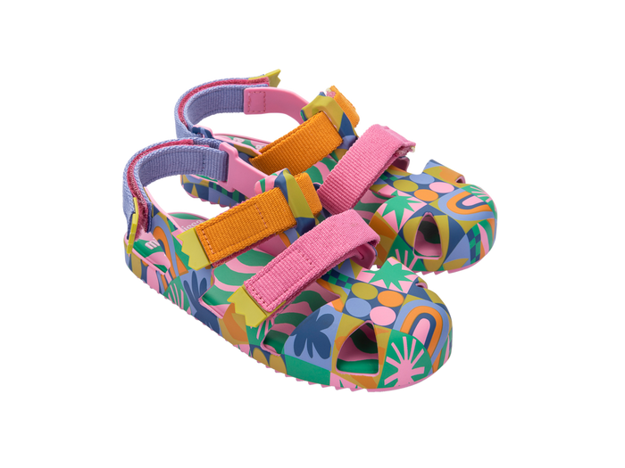 Mini Melissa IOIO Fabula Velcro Sandals for Kids in Pink, Blue, and Orange – Waterproof, Anti-Slip, and Comfortable Footwear for Active Kids