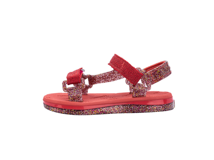 Mini Melissa Papete Rider I baby red sandals with velcro strap – stylish, comfortable, and durable unisex footwear perfect for infants’ daily wear and casual outings.