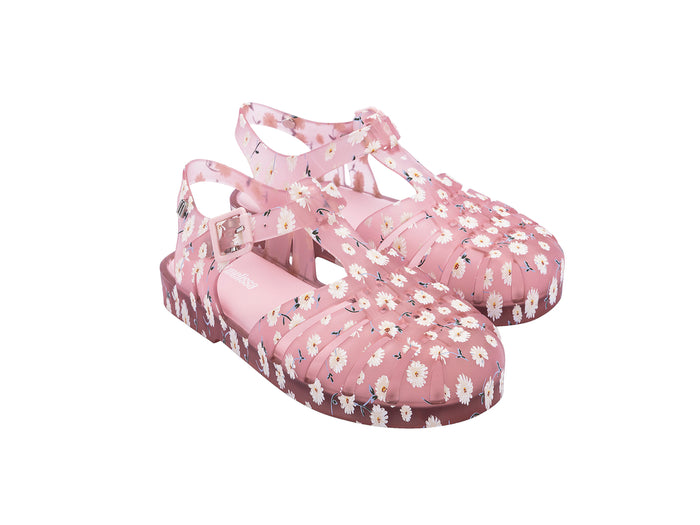 Mini Melissa Possession Trendy Printed Red Sandals for Kids – Stylish and comfortable jelly sandals with a vibrant print, perfect for everyday and casual wear.