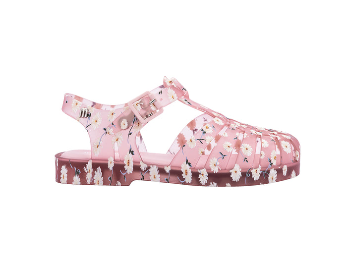 Mini Melissa Possession Trendy Printed Red Sandals for Kids – Stylish and comfortable jelly sandals with a vibrant print, perfect for everyday and casual wear.
