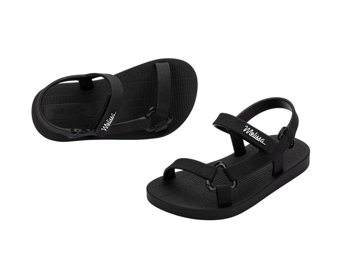 Mini Melissa Sun Downtown Black Flat Sandals for Baby â€“ Stylish and Comfortable Footwear for Little Feet
